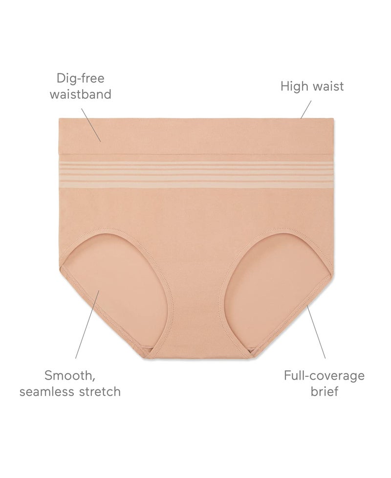 Warner's womens No Pinching No Problems Dig-free Comfort Waist With Lace Smooth and Seamless Brief Rs1501p Underwear, White, Large US - Image 4